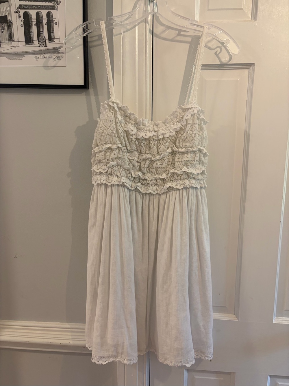 American Eagle Outfitters White Ruffle Crochet Bodice Sundress